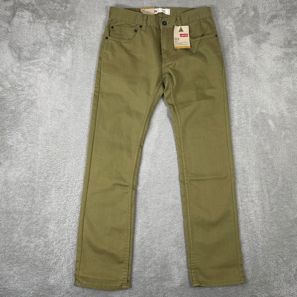 Levis 511 Slim Jeans Womens 28x28 Olive Green Black Fill Tapered Leg Utility